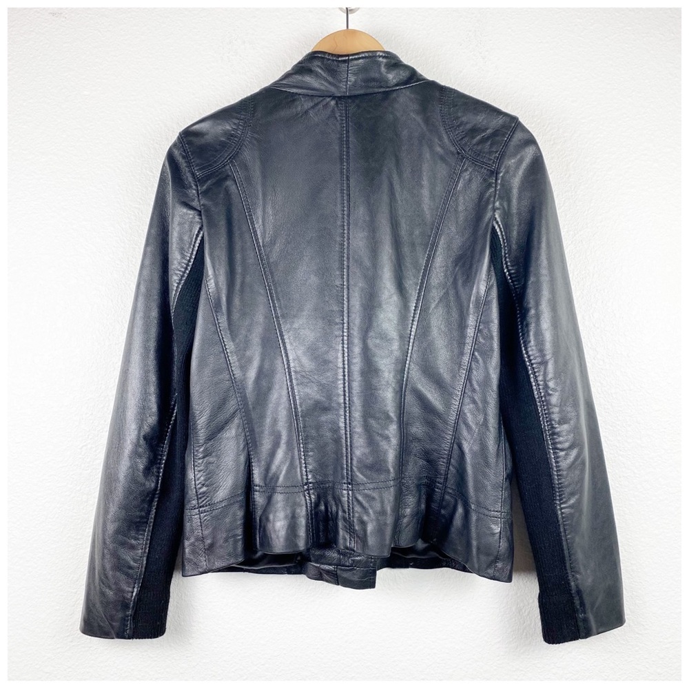 Whetblu Black Asymmetric Zip Leather Jacket Size Medium - Picture 4 of 11